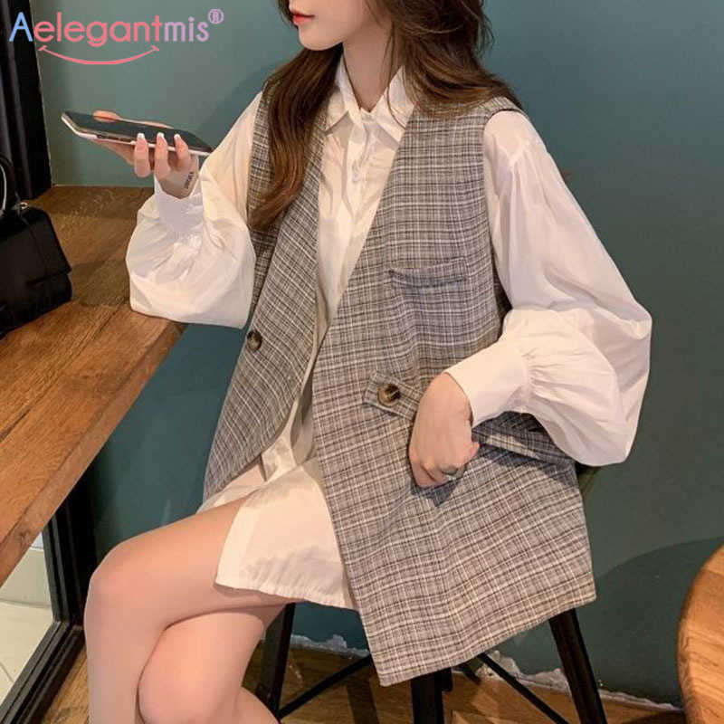 Aelegantmis Korean Casual Plus Size Sashes Plaid Blazer Vest Women Chic Vintage Loose with Belt Female V Neck Waistcoat 210607, Gray
Aelegantmis Korean Casual Plus Size Sashes Plaid Blazer Vest Women Chic Vintage Loose with Belt Female V Neck Waistcoat 210607, Gray