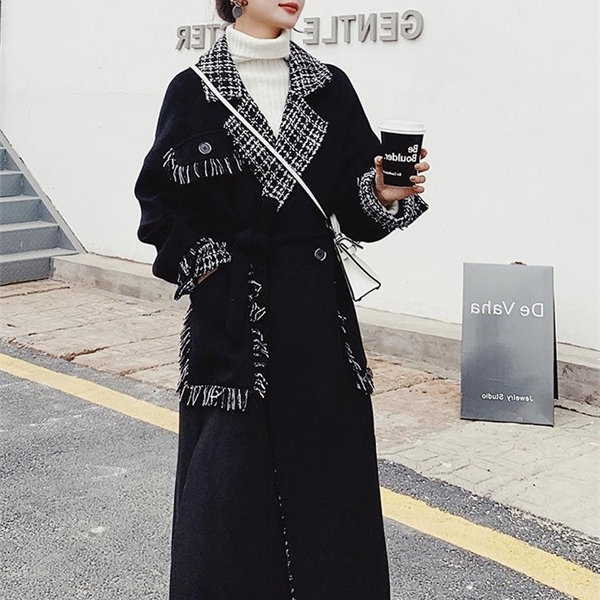 new super long over the knee small fragrant woolen coat for fall / winter 2020, Black
new super long over the knee small fragrant woolen coat for fall / winter 2020, Black