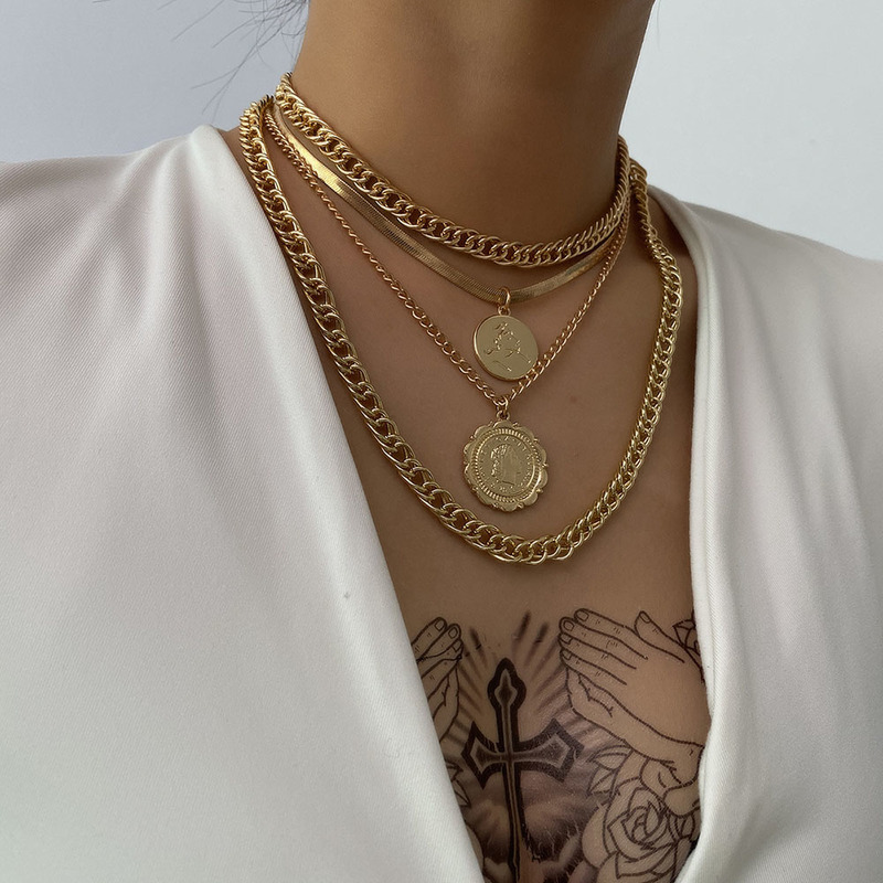Vintage Boho Fashion Multilevel Gold Sier Color Human Head Coin Pendant Necklaces for Women Thick Chain Necklace Jewelry
Vintage Boho Fashion Multilevel Gold Sier Color Human Head Coin Pendant Necklaces for Women Thick Chain Necklace Jewelry
