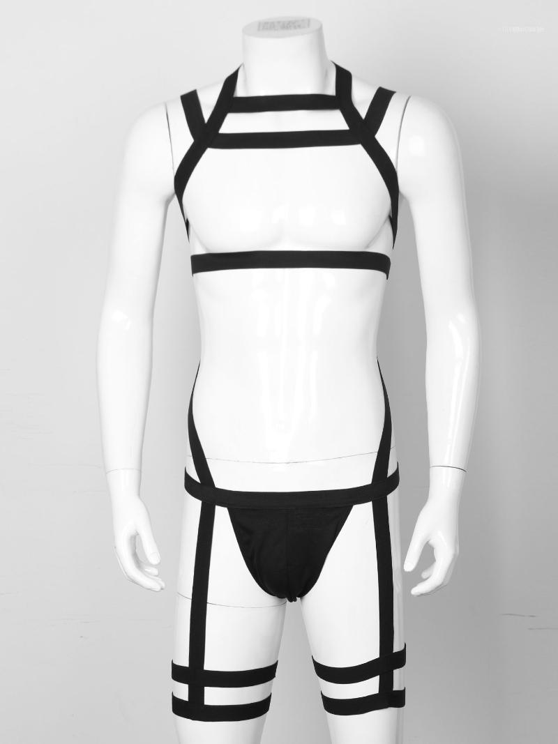 Men's G-Strings Mens Elastic Strappy Body Chest Harness Bondage Exotic Jockstraps Thong Underwear Lingerie Teddies Bodysuits Costumes Clubwe, Black 
Men's G-Strings Mens Elastic Strappy Body Chest Harness Bondage Exotic Jockstraps Thong Underwear Lingerie Teddies Bodysuits Costumes Clubwe, Black