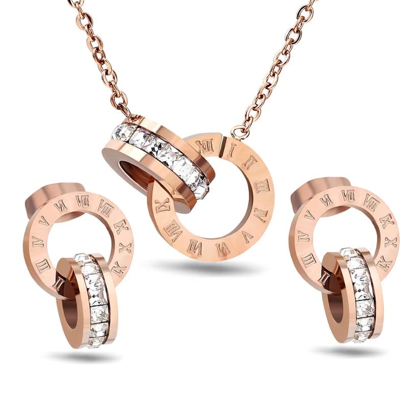 Pendant Necklaces Luxury Elegant Stainless Steel Crystal Choker Fashion Roman Numerals For Women Double Circle Jewelry Gift, Silver
Pendant Necklaces Luxury Elegant Stainless Steel Crystal Choker Fashion Roman Numerals For Women Double Circle Jewelry Gift, Silver