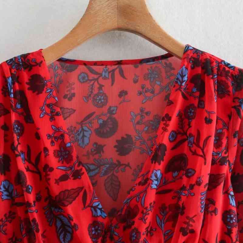 Women Floral Print Cascading Ruffle Chiffon Mini Dress Female Long Sleeve Clothes Casual Lady Loose Vestido D7156 210430