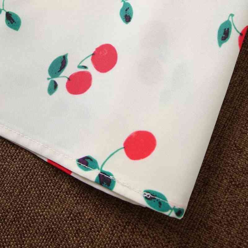 Women Cherry Printing Basic Shirt Casual Femme Long Sleeve Blouse Office Lady Loose Tops Blusas S8126 210430