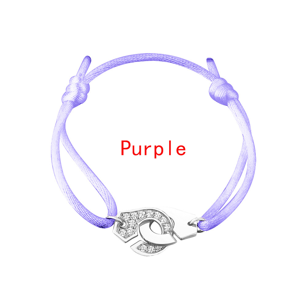 Original Color Handcuff Wedding Bracelet 925 Sterling Silver With Zircon France Style For Women Men Menottes Adjustable Rope Jewelry