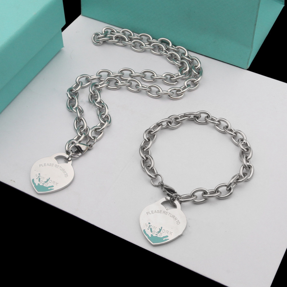 Hot Selling Birthday Christmas Gifts 925 Silver Heart necklaces + Bracelet Set Wedding Statement Jewelry Heart Pendant Necklace Bracelets Sets 2 in 1+ Box
Hot Selling Birthday Christmas Gifts 925 Silver Heart necklaces + Bracelet Set Wedding Statement Jewelry Heart Pendant Necklace Bracelets Sets 2 in 1+ Box