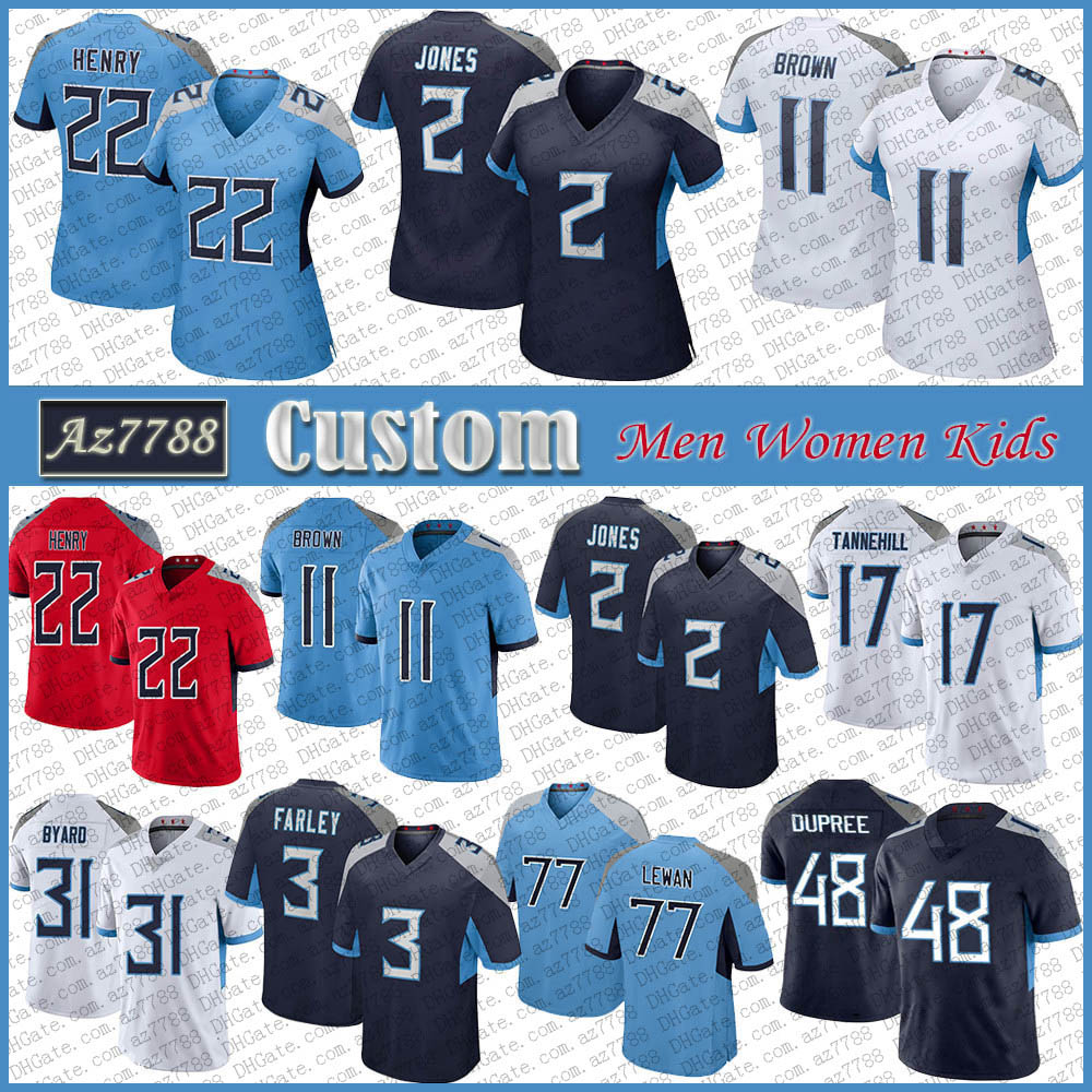 TEN 2 Julio Jones 22 Derrick Henry Custom Men Women Kids Football Jersey 11 AJ Brown 17 Ryan Tannehill 3 Caleb Farley Taylor Lewan Bud Dupree Kevin Byard Jeffery Simmons, Shown
TEN 2 Julio Jones 22 Derrick Henry Custom Men Women Kids Football Jersey 11 AJ Brown 17 Ryan Tannehill 3 Caleb Farley Taylor Lewan Bud Dupree Kevin Byard Jeffery Simmons, Shown