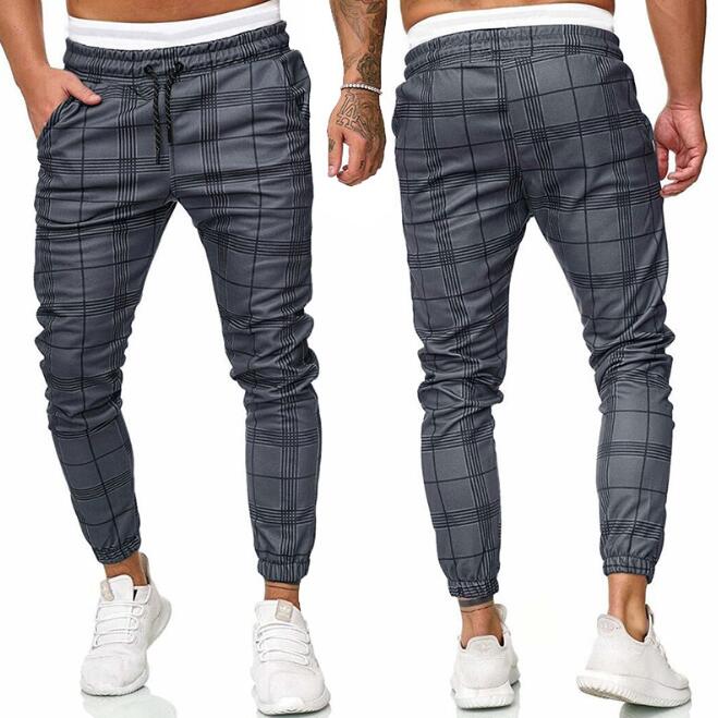 Plaid Pants Men Fashion Hip Hop Joggers Streetwear Sweatpants For Harem Casual Stripe Trousers Checked Men's