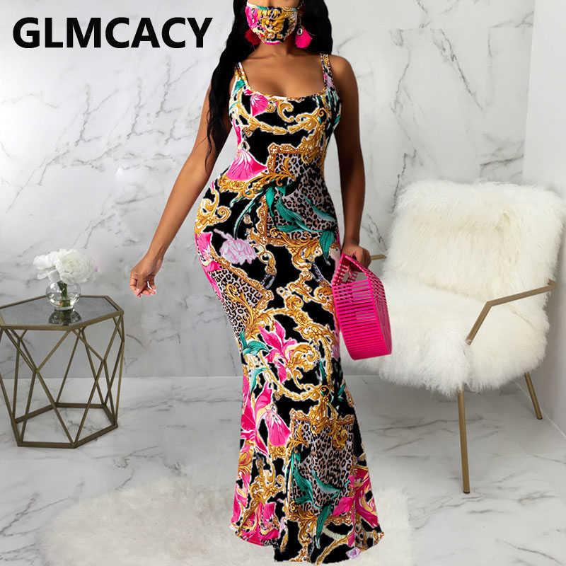 Women Vintage Printed Sleeveless Dress Elegant Casual Long Classy Formal Evening Party 210623