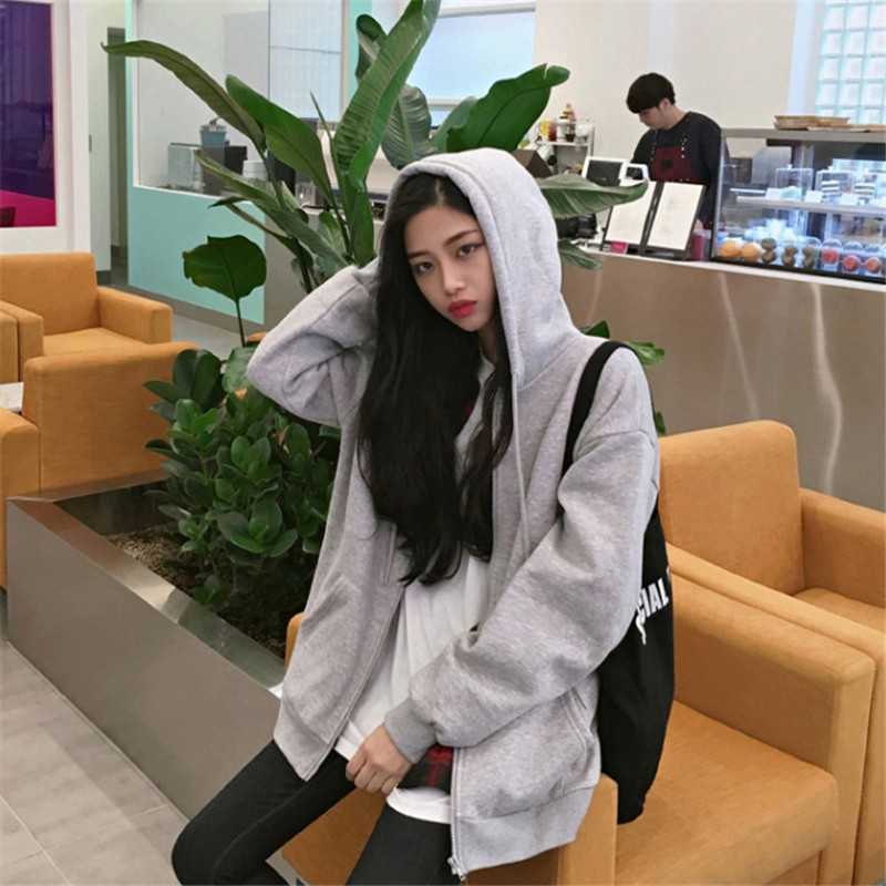 Zip Up Women Hoodie Spring Korean Long Sleeve Purple Sweetshirts Loose Casual Jacket Harajuku Hoodies Chic Female Clothing 210816