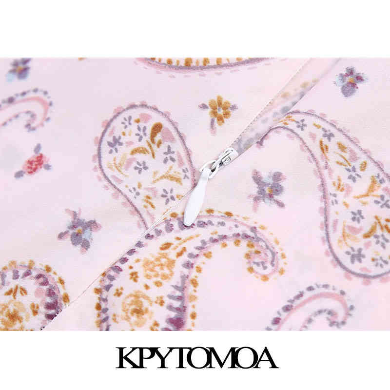 Women Chic Fashion Paisley Print Midi Skirt Vintae High Waist Side Zipper Female Skirts Mujer 210420