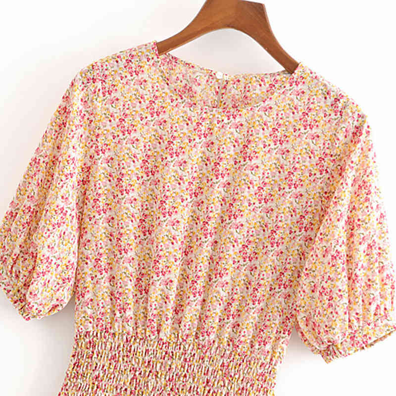 Summer Bodycon Floral Print Dress O Neck Short Sleeve Beach Mini Dress Women Hollow Out Pleated Dress Sundress Vestidos 210414