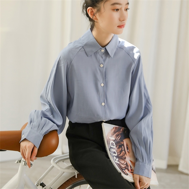 spring Vintage solid Shirt female Oversize Tops Women Long sleeve Girls Blouse Summer Plus Size Blouses femme Blusas 210423
