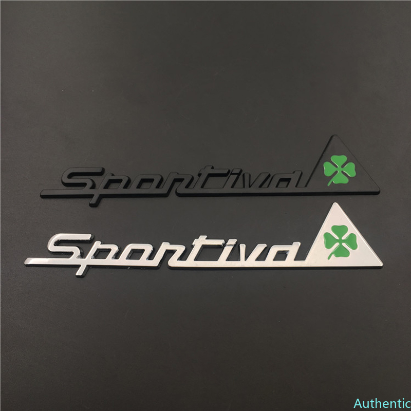 

Sportiva 3D Emblem Car Accessories Body Sticker for Alfa Romeo Giulia GT Brera Spider Giulietta 147 156 147GT 166 155 159 Mito, Silver