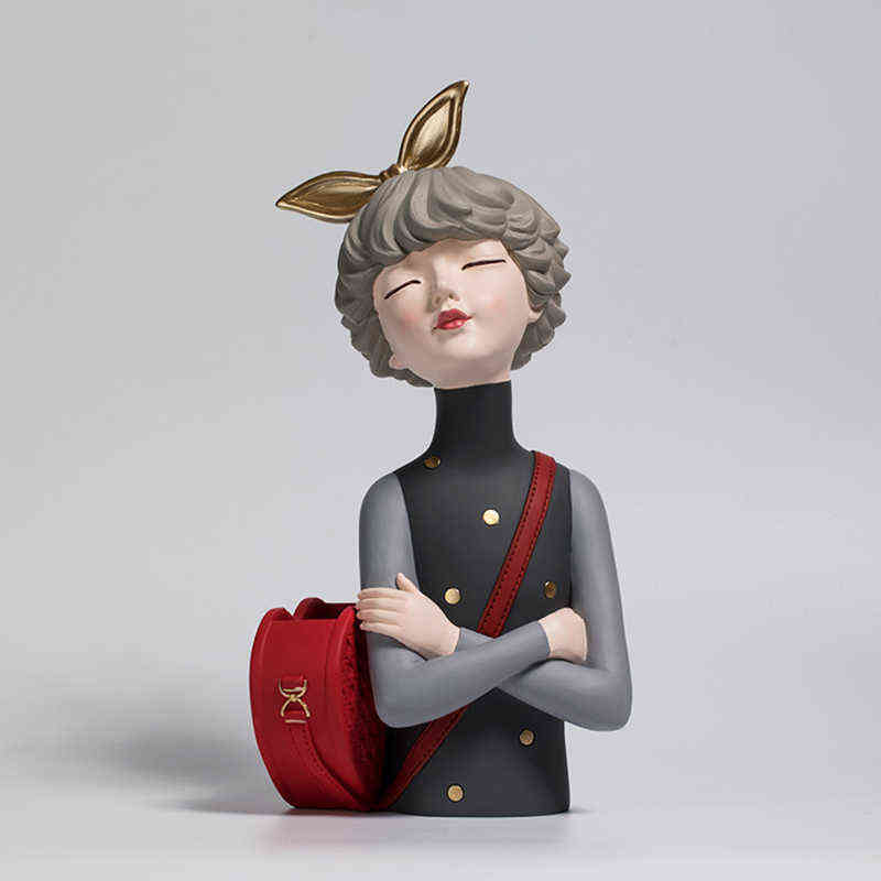 Home Decoration,Girl Figurine Miniature,Figure Statue,Flower Vase,Sculpture,Modern Table Decor,Living Room,Decorative,Desk Art 211108