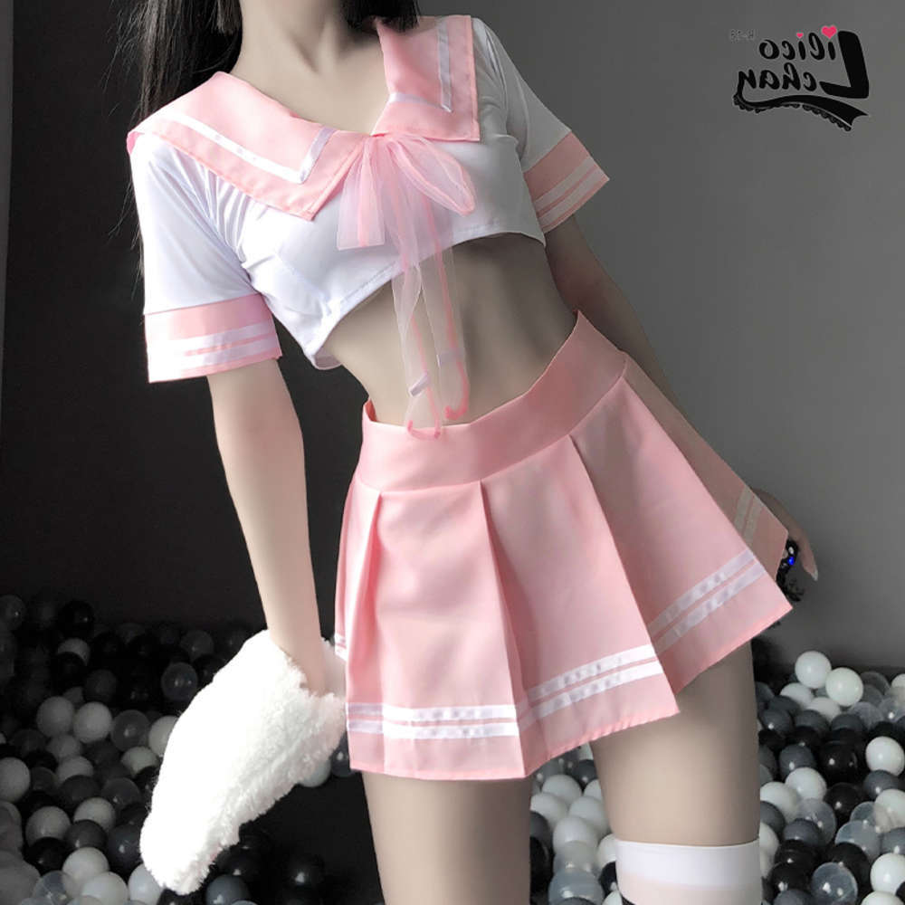 Erotic Pink Costume Babydoll Dress Miniskirt Klittenband Outfit Women Sexy Cosplay Lingerie Student Uniform School Girls от DHgate WW