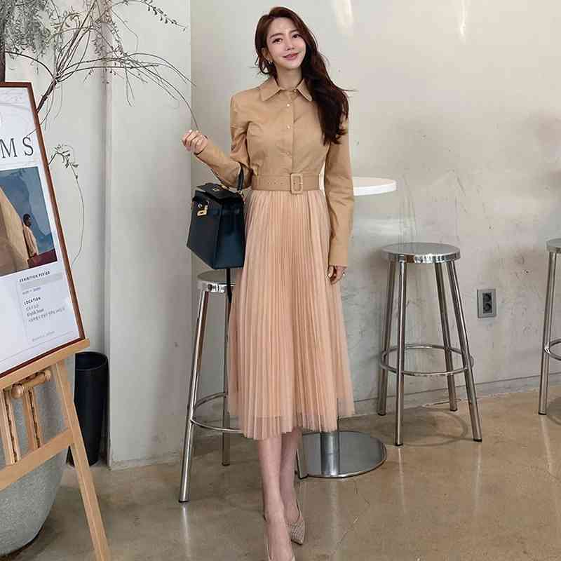 Pullovers Women Dress Autumn Korean Vintage Casual Long Sleeve Solid Midi With Belt Loose Elegant Buttons Shirt 210525, Picture color
Pullovers Women Dress Autumn Korean Vintage Casual Long Sleeve Solid Midi With Belt Loose Elegant Buttons Shirt 210525, Picture color