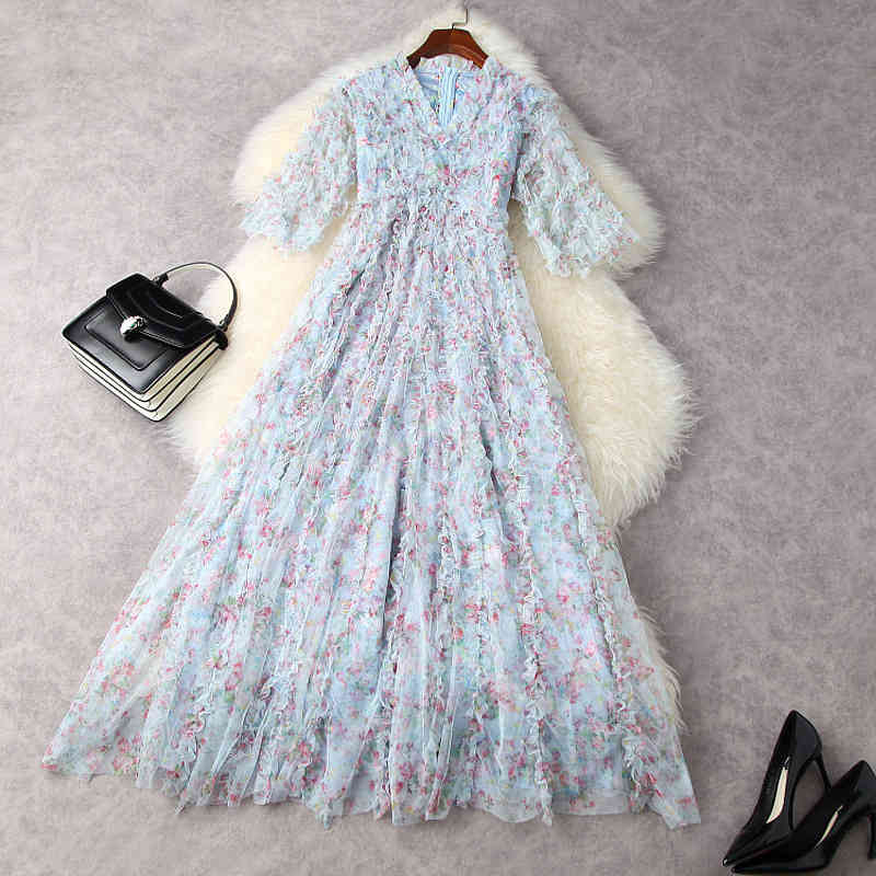 HIGH STREET est Designer Fashion Half Sleeve Floral Gauze Ruffle Long Dress 210521, Blue
HIGH STREET est Designer Fashion Half Sleeve Floral Gauze Ruffle Long Dress 210521, Blue