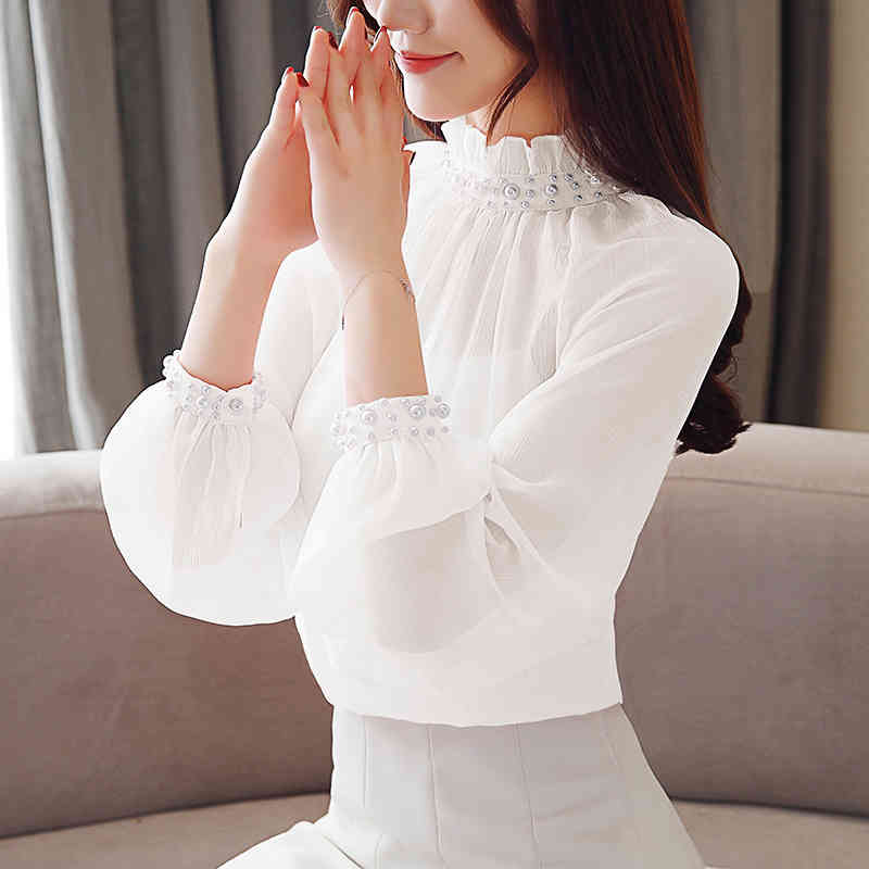 blusas mujer de moda women blouses ladies tops s clothing long sleeve beading chiffon blouse shirts 1807 50 210506