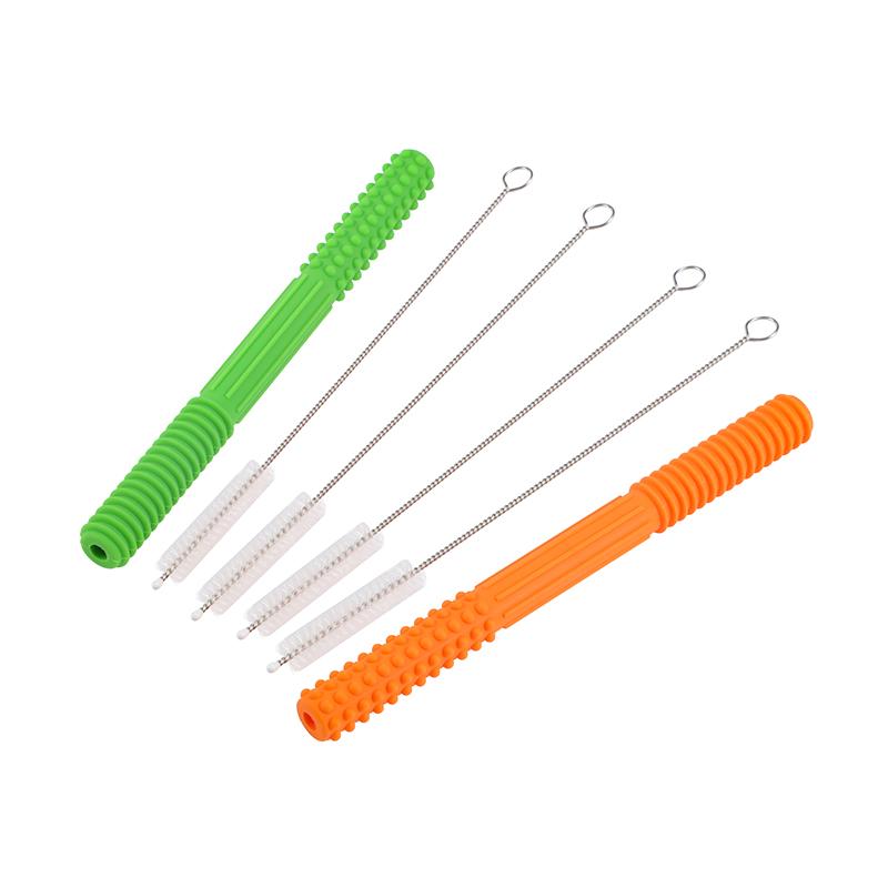 2021 Soft Silicone Teething Toys for Babies Baby Teether Textured Teething Tubes with Brush BPA Free Safe Toy