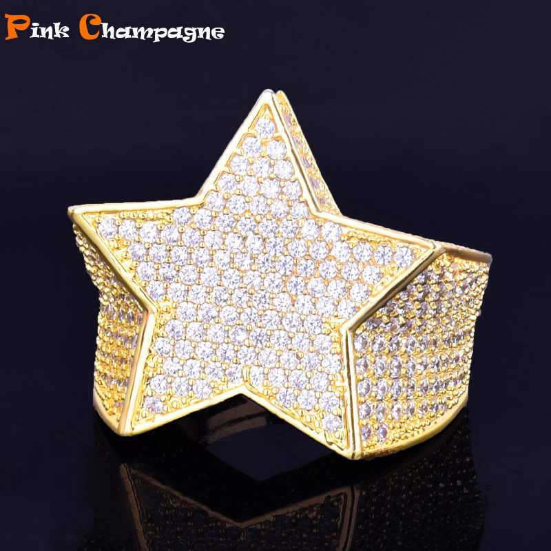 Cluster Rings Luxury Men's Star Ring Gold Silver Color Charms Full Iced Cubic Zirconia Pentagram Fashion Hip Hop Rock Jewelry, Golden;silver
Cluster Rings Luxury Men's Star Ring Gold Silver Color Charms Full Iced Cubic Zirconia Pentagram Fashion Hip Hop Rock Jewelry, Golden;silver