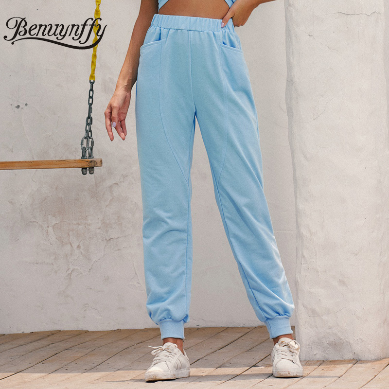 Autumn Pockets Korean style Casual Sweatpants Women Jogger Pants Fashion Sports High Waist Womens 210510
