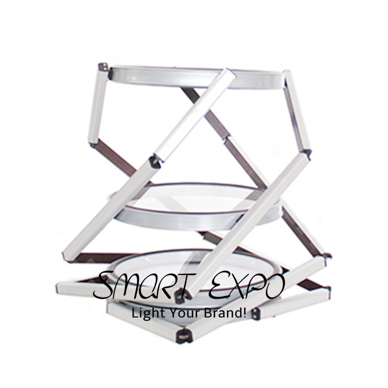 4-Layer Exhibition Advertising Display Counter with Twist Structure Top LED Light Easy Carry Bag