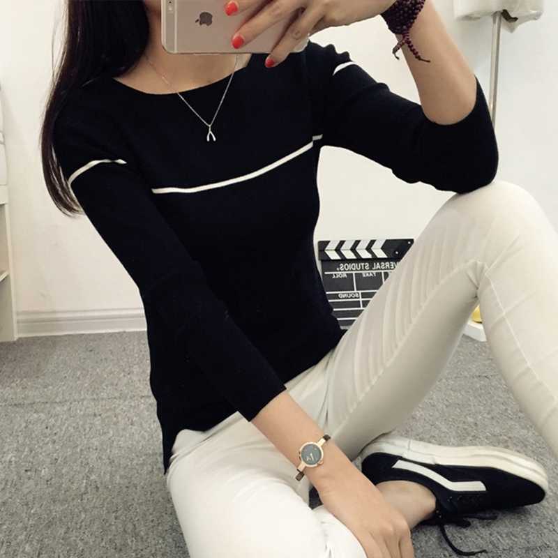 In the spring of Korean women short sweater loose all-match long sleeved Pullover Sweater slim coat primer 210918