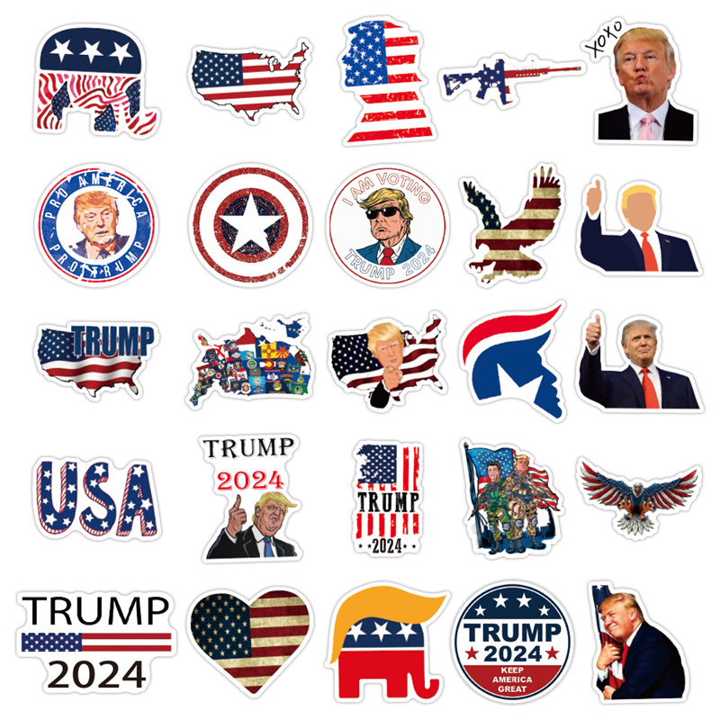 50 PCS Motorcycle DIY Famous Personage Stickers US President Trump Graffiti Decal Luggage Guitar Cup Car Scooter Fridge Toys Skateboard Helmet