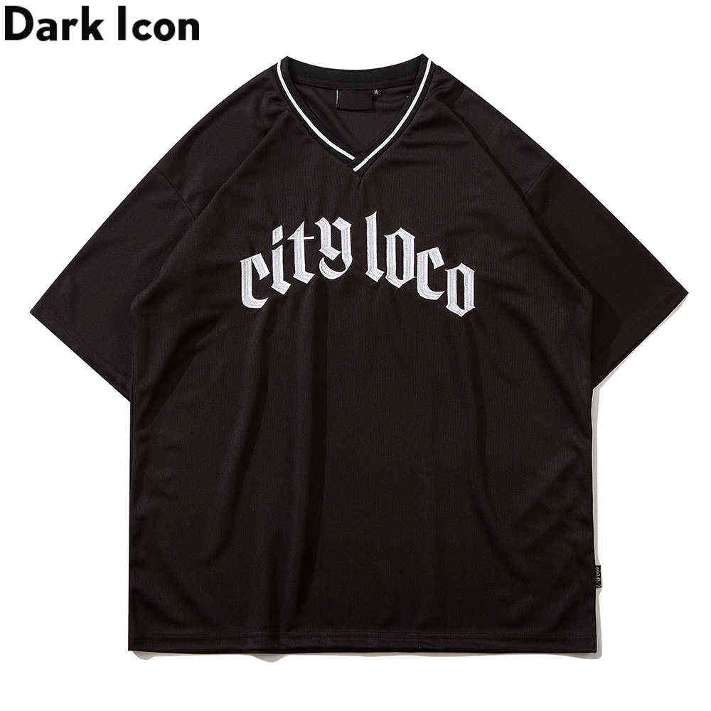 Letters Embroidery Mesh Material V-neck Men's T-shirt Streetwear Tshirts for Man Black White Tee Shirts 210603
Letters Embroidery Mesh Material V-neck Men's T-shirt Streetwear Tshirts for Man Black White Tee Shirts 210603