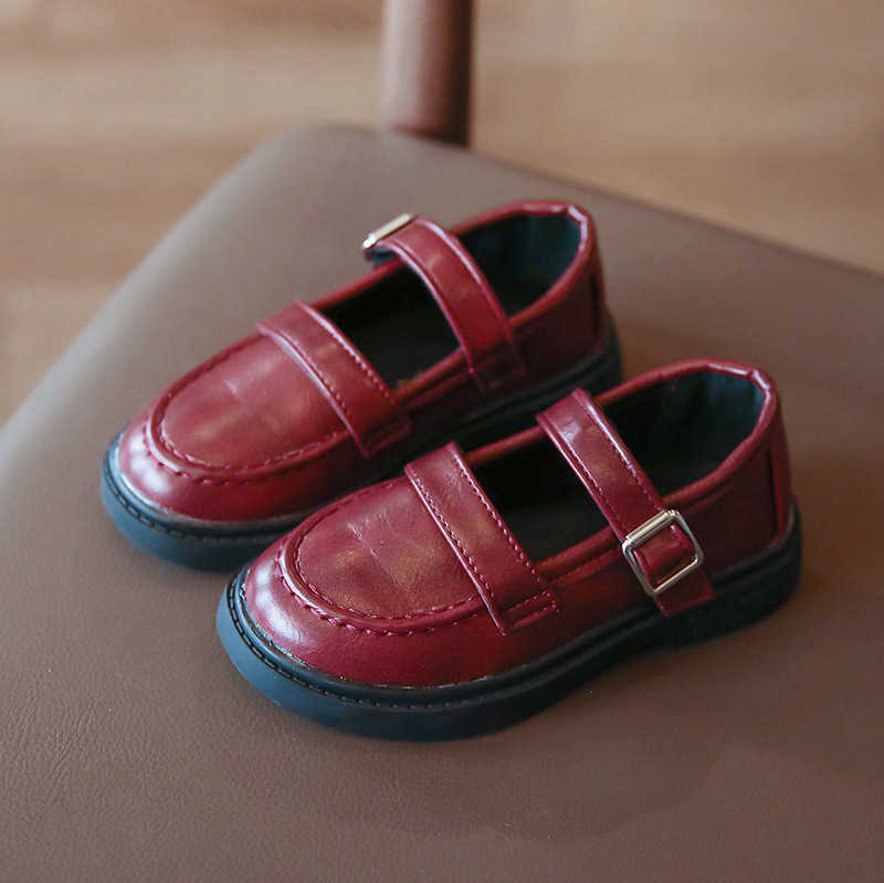 Girls Leather Shoes 2021new British Style Retro Princess Single Shoes Children Shoes Kids Princess Sweet Cute for Wedding Hot X0703