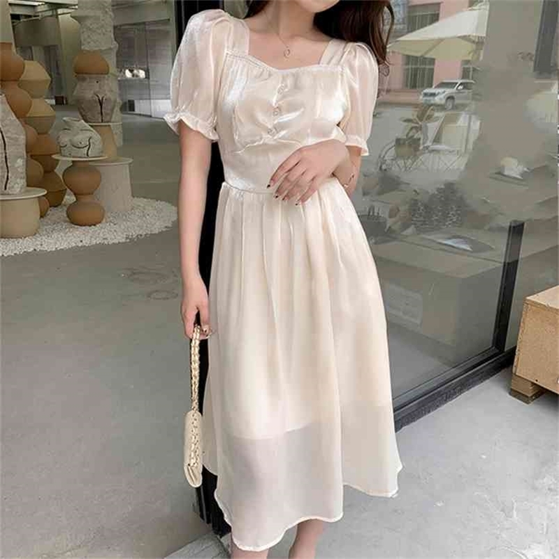 Elegant Square Collar Party Dress Women Solid Chiffon Puff Sleeve Dresses Korean Fashion Vintage Female Vestidos 210519, Photo color
Elegant Square Collar Party Dress Women Solid Chiffon Puff Sleeve Dresses Korean Fashion Vintage Female Vestidos 210519, Photo color