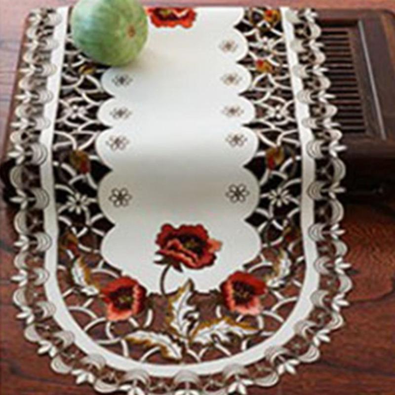 40*85cm Table Cloth Rectangular For Wedding Decoration Vintage Embroidered Cover Party Banquet Home Decor
