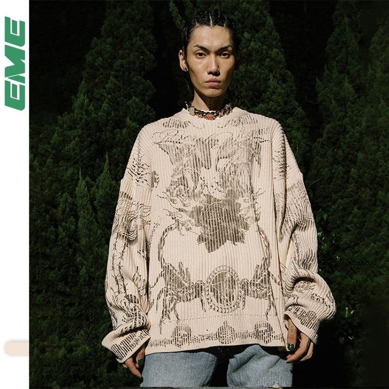 Men's Sweaters MADEEXTREME Brand Fashion Street Retro Graphic Knitted Sweater Mens Oversized Autumn Korean Clothing, White;black
Men's Sweaters MADEEXTREME Brand Fashion Street Retro Graphic Knitted Sweater Mens Oversized Autumn Korean Clothing, White;black