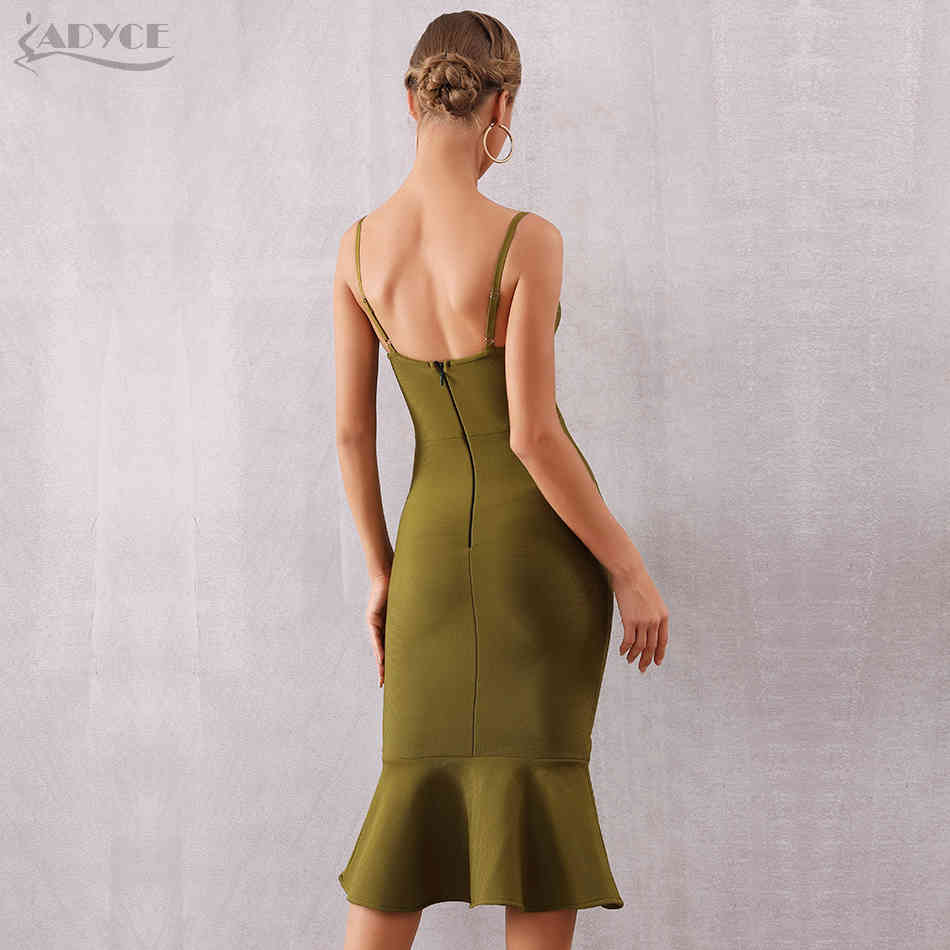 Summer Women Ruffles Bandage Dress Sexy Spaghetti Strap Sleeveless Mermaid Club Celebrity Evening Party 210423