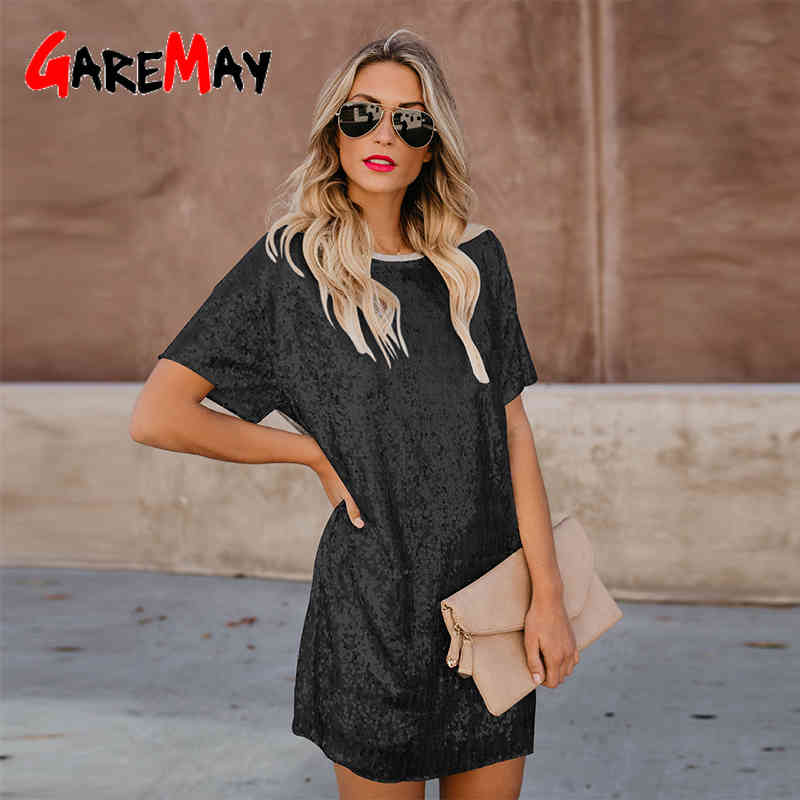 Rose Gold Sequin Dresses Woman Party Night Slim Short Sleeve Patchwork Bodycon Nightclub Mini Vintage Dress Vestido Lentejuelas 210428