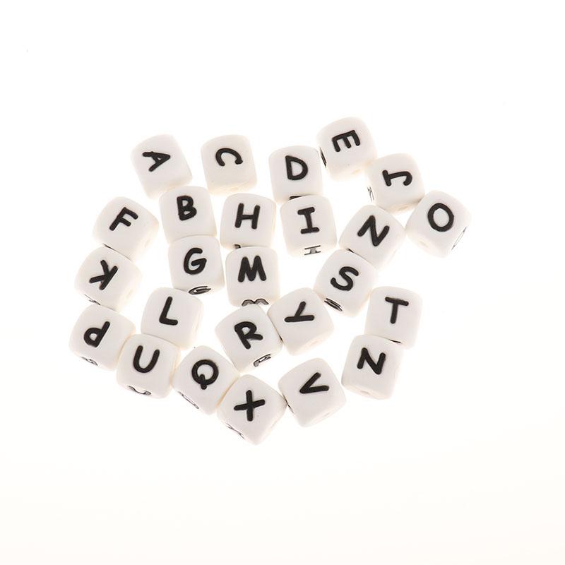 2021 Alphabet Letter Beads 12MM Silicone Baby Teethers Silicon Bites Bpa Free Baby Teething Teether Beads for Necklaces