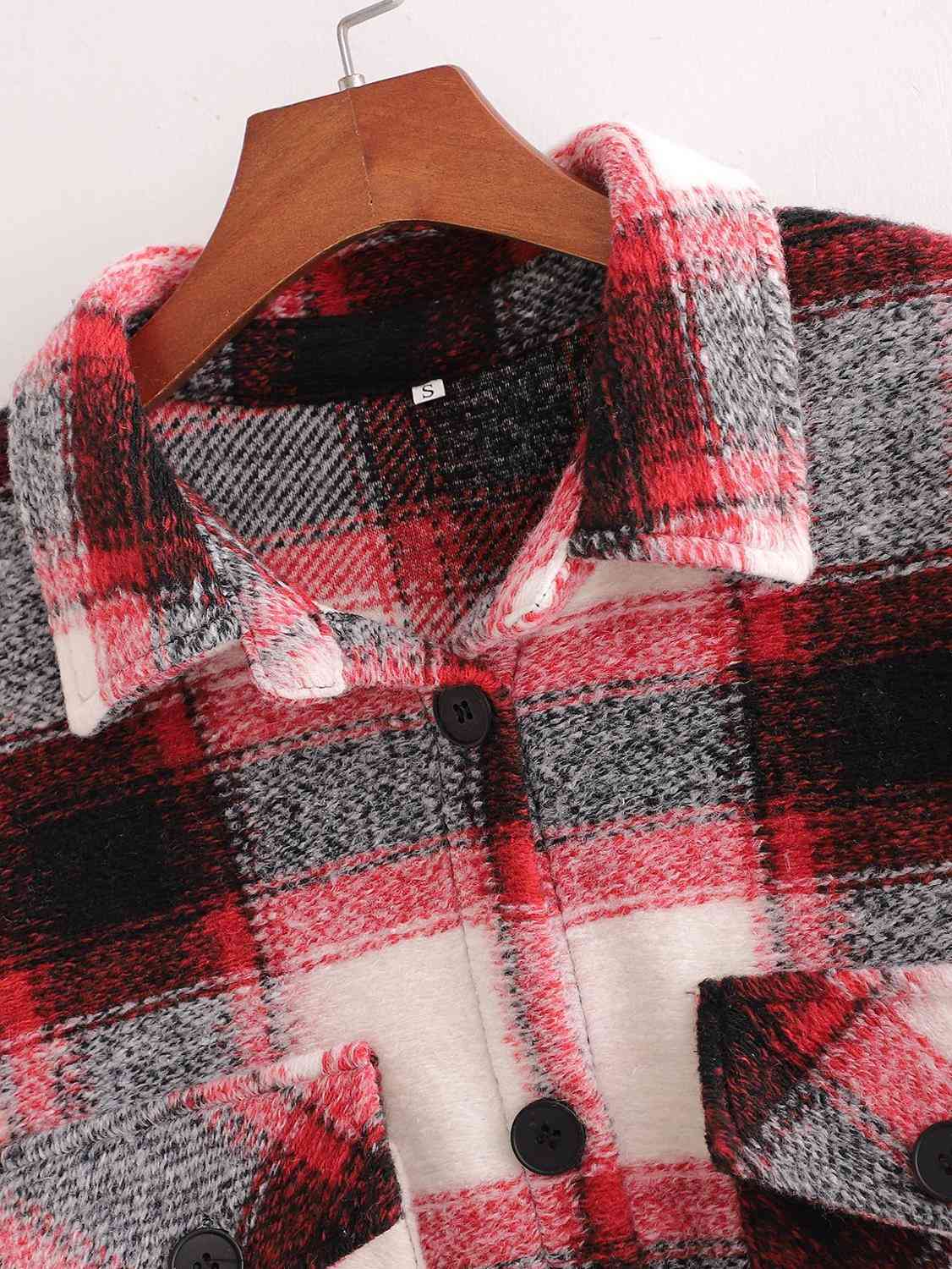 Winter Gingham Check Plaid Coat Oversize Style Women Front Pockets Loose Long Lapel Woolen Jacket 210429