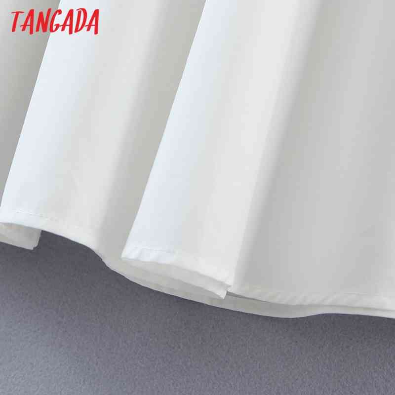 Summer Women Ruffles White Square Neck Short Sleeve Ladies Mini Dress Vestidos QW87 210416