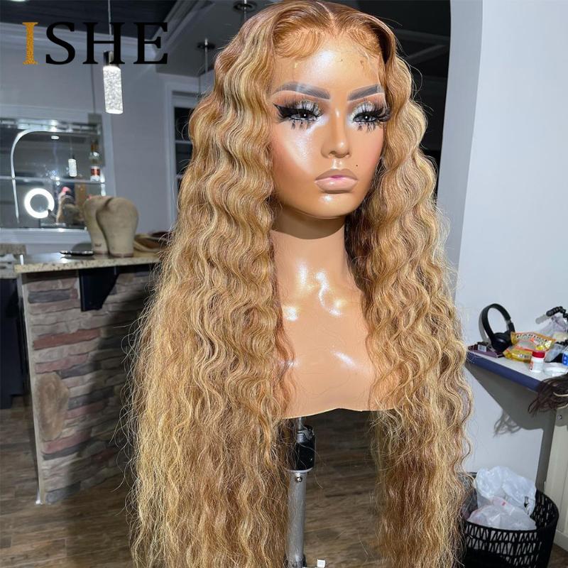 Lace Wigs 613 Blue Deep Wave Frontal Wig Ombre Highlight Curly Front For Women Human Hair Colored Preplucked Brazilian Remy