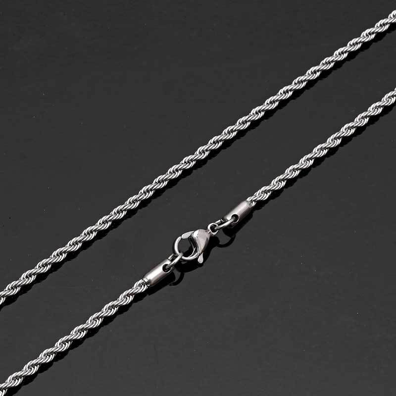 Stainless Steel Rope Chain Necklace 2-5mm Never Fade Waterproof Choker Necklaces Men Women Twist Hip Hop Jewelry 316L Sier Chains Gifts 18-24 Inches