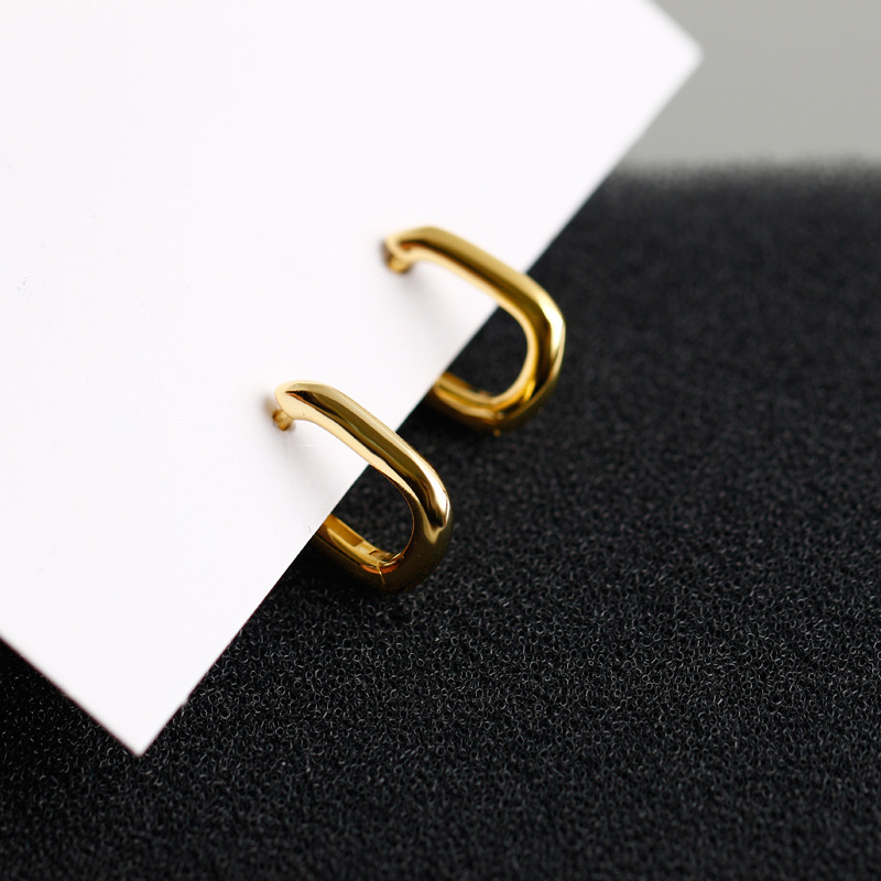Hoop Earrings U-Shaped Smooth Surface Minimalist Geometry Puncture Small Punk Gold Silver For Women Fine Charm Jewelry