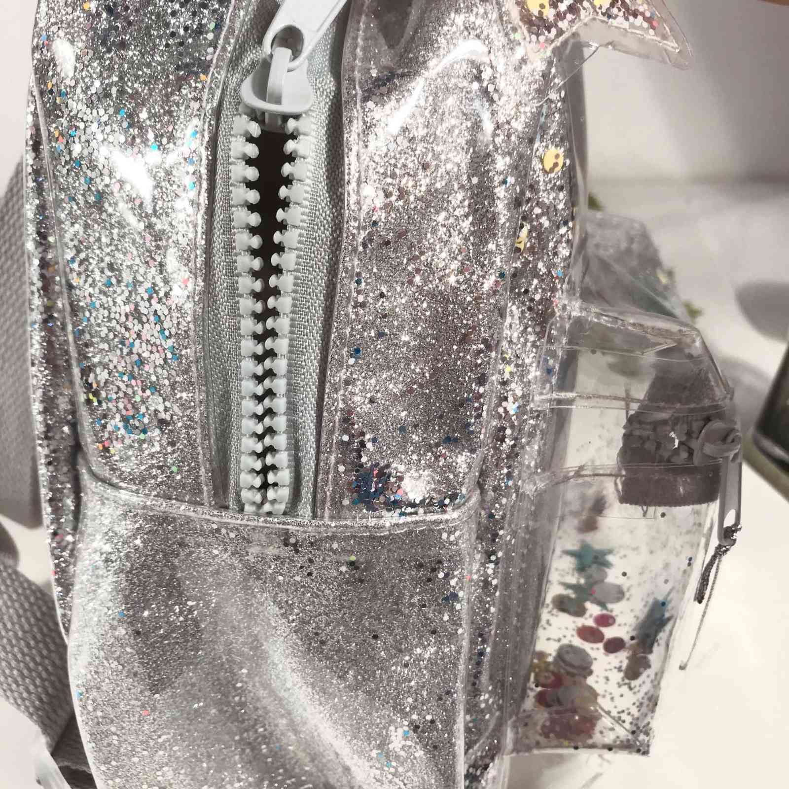 2021 New Silver cat ear glitter mini backpack ladies or cute children glitter sequin backpack Y1105