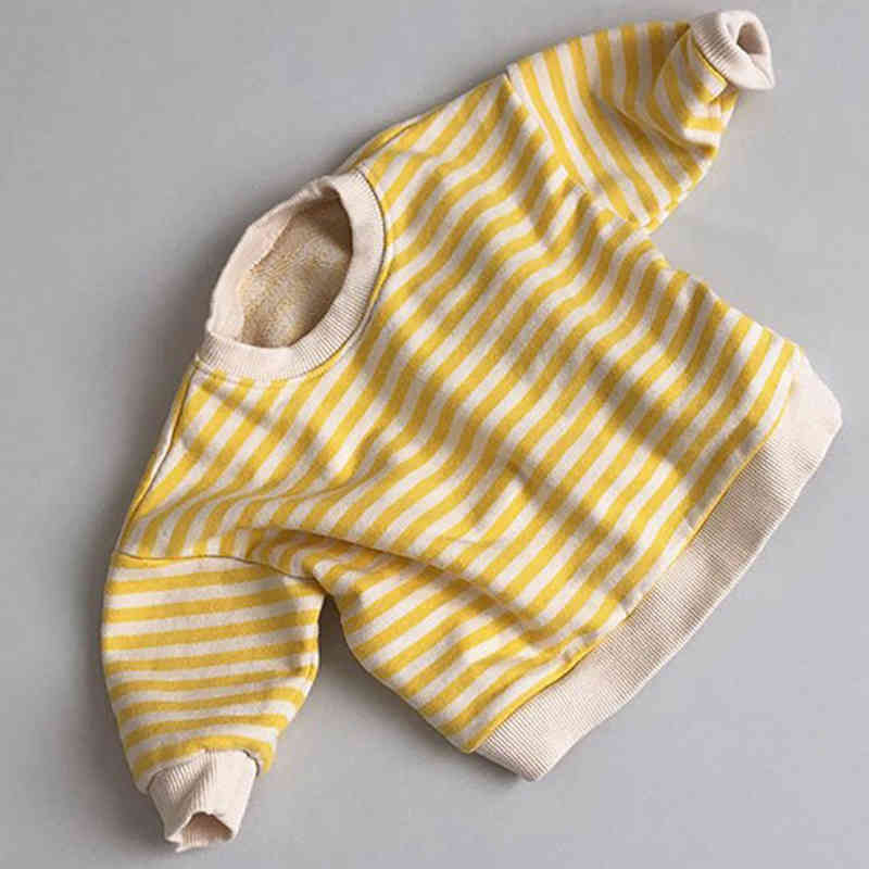 O-neck Sweatshirts Classic Striped Hoodies Boys Shirts Blouse Baby Shirt for Girls Kids Casual Tops 210417