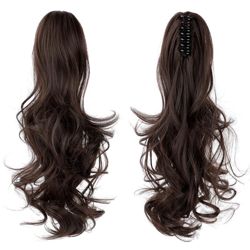 Synthetic Wigs SHANGZI Long Curly Straight Claw Clip Ponytail Hair Hairpiece Ponytails Wig Pony Tail 18-21 Inch