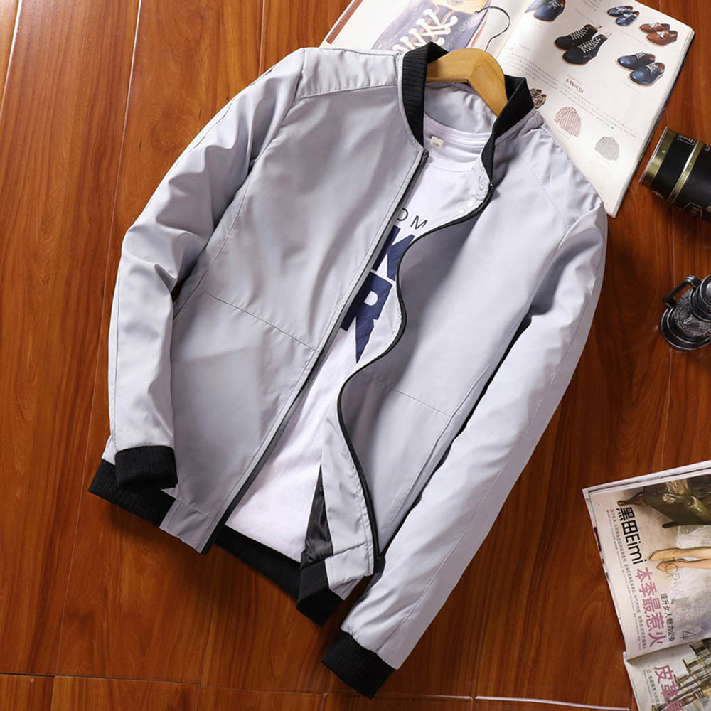 jacket Thin Slim Men's Casual Long Sleeve Men's Casual Jacket Polyester Autumn Fashion zipper jacket JK19074 210518