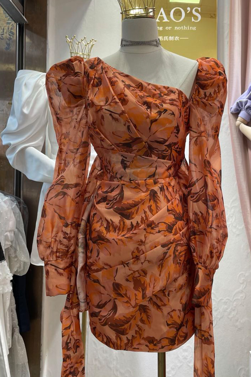 French Style Shoulder Irregular Pleated off-Shoulder Bow Long Sleeve Dress for Women Autumn New Hip-Wrapped One-Step Skirt, Orange
French Style Shoulder Irregular Pleated off-Shoulder Bow Long Sleeve Dress for Women Autumn New Hip-Wrapped One-Step Skirt, Orange