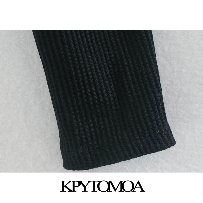 Women Sexy Fashion Hollow Out Ribbed Bodysuits Vintage High Neck Long Sleeve Female Playsuits Chic Tops 210416