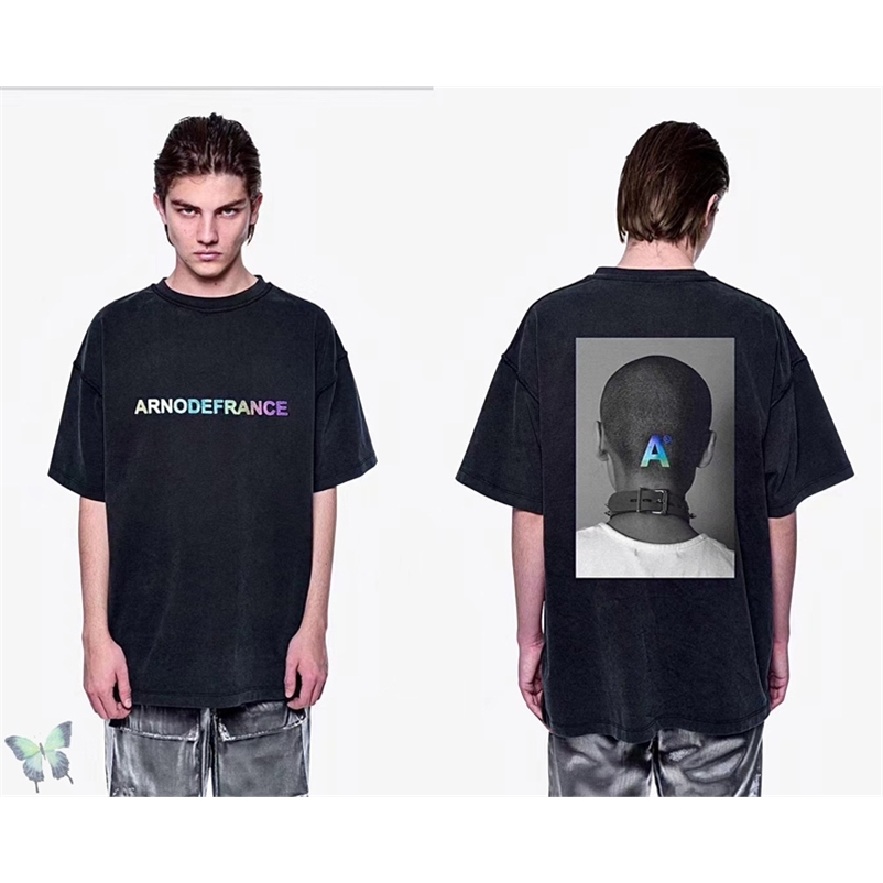 Oversized Streetwear Arnodefrance T-shirt Heavy Top Quality Laser Reflective Men Women T Shirt 210420