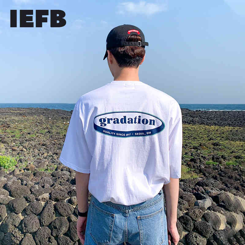 IEFB Summer Fashion White T-shirt Boys Loose Korean Fashion Half Sleeve Short Sleeve Men's Cotton Tee Tops Men's Clothing 9Y7179 210524