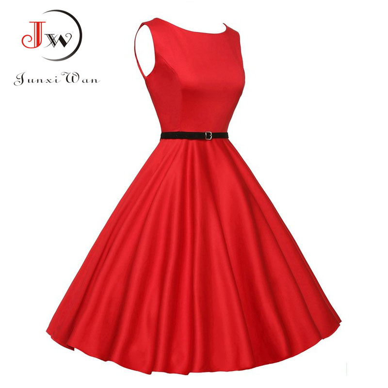 Summer Plus Size Dress Women Red Black Vintage 50s Rockabilly Robe Retro Party Feminino Vestidos 210409